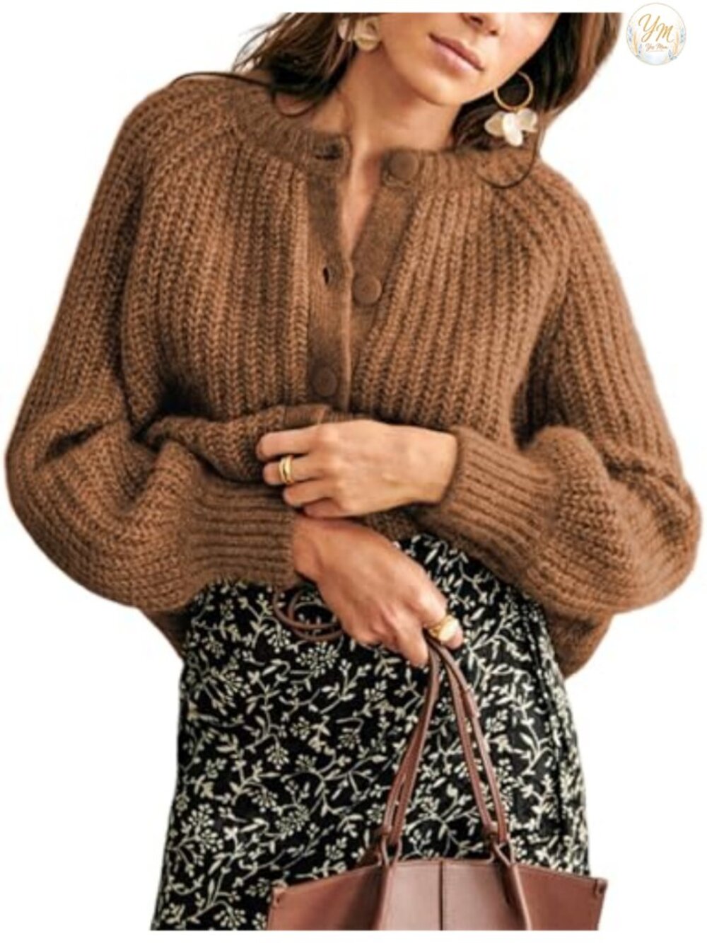 Womens Long Sleeve Button Down Cardigan Sweater Loose Knit Outwear